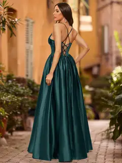 A-Line/Princess Sweetheart Sleeveless Ruched Prom Dresses — view 2