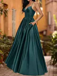 A-Line/Princess Sweetheart Sleeveless Ruched Prom Dresses — view 3