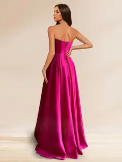 A-Line/Princess Strapless Floor-Length Ruffles Evening Dresses — view 2