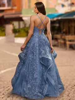 Ball Gown Square Neck Sleeveless Sequins Prom Dresses — view 2