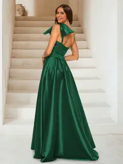 A-Line/Princess One-Shoulder Floor-Length Evening Dresses With Split Side — view 2