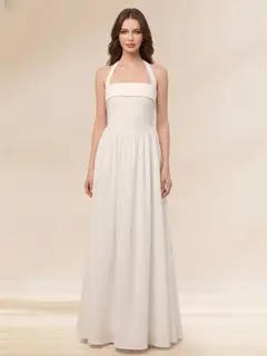 A-Line/Princess Halter Sleeveless Basque Waist Prom Dresses — view 1