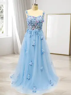 Ball Gown Off the Shoulder Short Sleeves Applique Prom Dresses — view 3