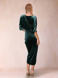 Tulip Crossover V-Neck Short Sleeves Ruched Mother of Bride Dresses — view 2