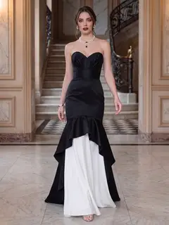 Trumpet/Mermaid Strapless Sleeveless Floor-Length Evening Dresses with Ruffles — view 1