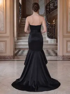 Trumpet/Mermaid Strapless Sleeveless Floor-Length Evening Dresses with Ruffles — view 2