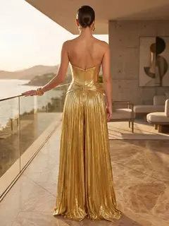 Jumpsuits Strapless Sleeveless Prom Dresses with Ruched — view 2
