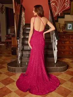 Trumpet/Mermaid One-Shoulder Sleeveless Ruffles Long Tight Prom Dresses — view 2