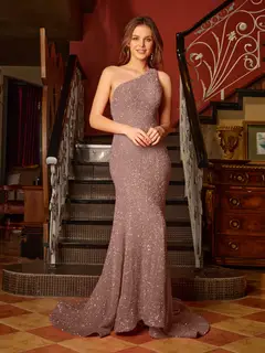 Trumpet/Mermaid One-Shoulder Sleeveless Ruffles Long Tight Prom Dresses — view 18