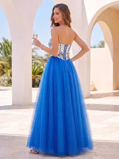 Ball Gown Sweetheart Sleeveless Ruched Prom Dresses — view 2