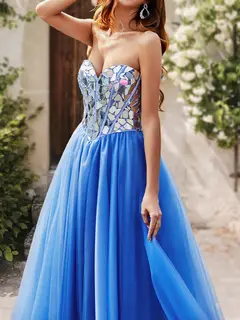 Ball Gown Sweetheart Sleeveless Ruched Prom Dresses — view 3
