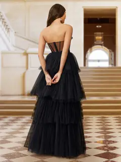 A-Line/Princess Strapless Sleeveless Evening Dresses with Ruched — LV69054978 — view 2