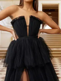 A-Line/Princess Strapless Sleeveless Evening Dresses with Ruched — LV69054978 — view 4