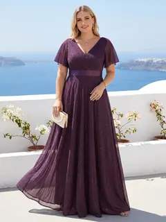 A-Line/Princess V-Neck Floor-Length Ruffles Bridesmaid Dresses — view 3