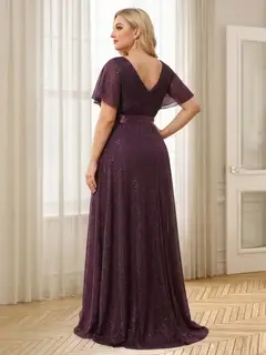 A-Line/Princess V-Neck Floor-Length Ruffles Bridesmaid Dresses — view 4