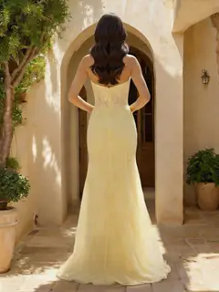 Trumpet/Mermaid Sweetheart Keyhole Sleeveless Long Prom Dresses with Appliques & Split Side — view 2