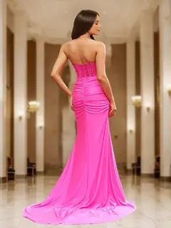 Trumpet/Mermaid Sweetheart Sheer Corset Fitted Party Dresses Long Prom Dresses with Appliques — view 2