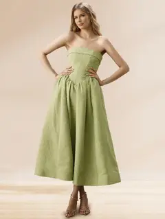 A-Line/Princess Strapless Sleeveless Basque Waist Prom Dresses with Ruched — view 1