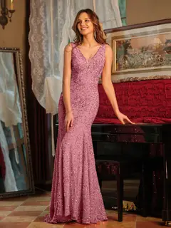 Trumpet/Mermaid V-Neck Sleeveless Ruffles Long Tight Prom Dresses — view 21