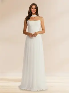 A-Line/Princess Sweetheart Strapless Basque Waist Prom Dresses — view 1