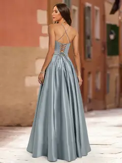 A-Line/Princess Scoop Sleeveless Sash Prom Dresses — view 2