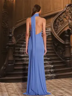 Sheath/Column One Shoulder Scarf Wrap Long Evening Dresses — view 2