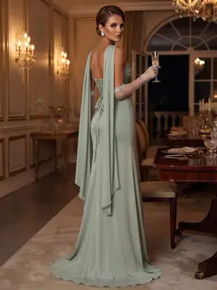 Trumpet/Mermaid Strapless Sweetheart Long Evening Dresses with 3D Floral & Split Side — view 2