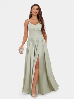 A-Line/Princess Spaghetti Straps Sleeveless Evening Dresses with Ruched — view 1