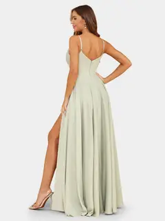 A-Line/Princess Spaghetti Straps Sleeveless Evening Dresses with Ruched — view 2
