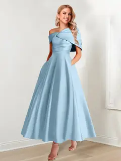 A-Line/Princess Ankle-Length Sleeveless Off-the-shoulder Mother of the Bride Dresses with Ruffles — view 1