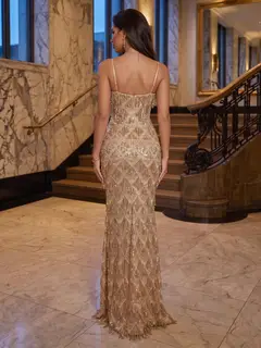 Trumpet/Mermaid Spaghetti Straps Sweetheart Floor-Length Long Evening Dresses with Sequins — view 2