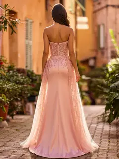 Trumpet/Mermaid Strapless Sweetheart Long Prom Dresses with Beading & Embroidery — view 2