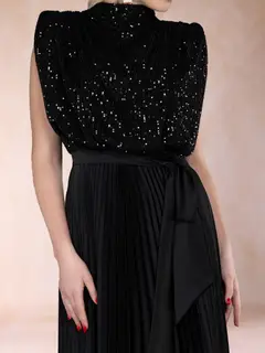 A-Line/Princess High Neck Sleeveless Mother of the Bride Dresses with Sequins & Ruffles — view 3