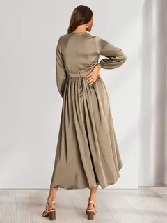 A-Line/Princess Plunging V-Neck Long Sleeves Wrap Bridesmaid Dresses — view 2
