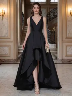 A-Line/Princess V-Neck Sleeveless Prom Dresses with Ruffles — view 1