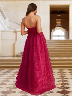 A-Line/Princess Strapless Sleeveless Evening Dresses with Ruffles — view 2