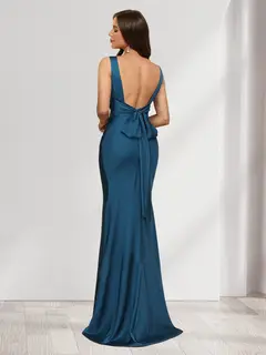 Trumpet/Mermaid V-Neck Sleeveless Evening Dresses With Sash — view 2