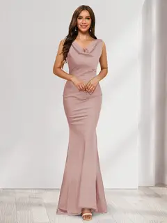 Trumpet/Mermaid V-Neck Sleeveless Evening Dresses With Sash — view 15