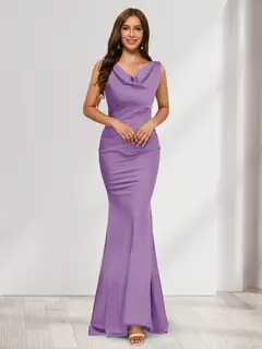 Trumpet/Mermaid V-Neck Sleeveless Evening Dresses With Sash — view 16