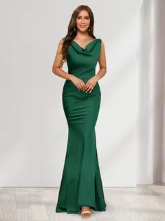 Trumpet/Mermaid V-Neck Sleeveless Evening Dresses With Sash — view 19