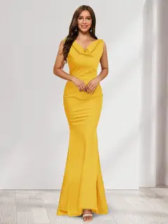 Trumpet/Mermaid V-Neck Sleeveless Evening Dresses With Sash — view 23
