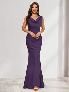 Trumpet/Mermaid V-Neck Sleeveless Evening Dresses With Sash — view 24