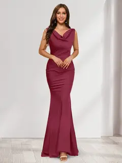 Trumpet/Mermaid V-Neck Sleeveless Evening Dresses With Sash — view 31