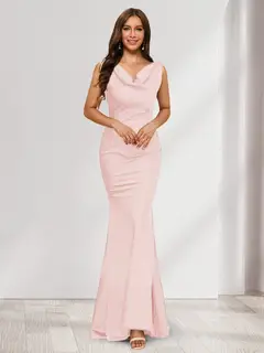 Trumpet/Mermaid V-Neck Sleeveless Evening Dresses With Sash — view 33