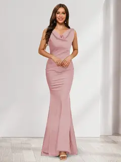 Trumpet/Mermaid V-Neck Sleeveless Evening Dresses With Sash — view 38