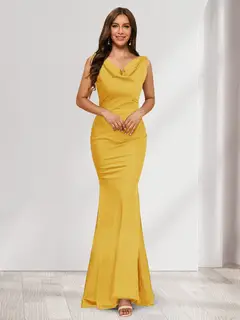 Trumpet/Mermaid V-Neck Sleeveless Evening Dresses With Sash — view 42