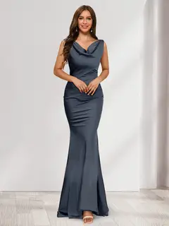 Trumpet/Mermaid V-Neck Sleeveless Evening Dresses With Sash — view 43