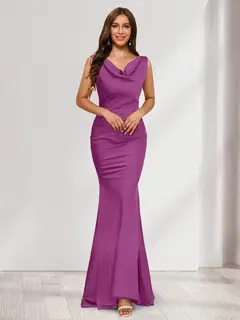 Trumpet/Mermaid V-Neck Sleeveless Evening Dresses With Sash — view 48