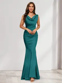 Trumpet/Mermaid V-Neck Sleeveless Evening Dresses With Sash — view 50