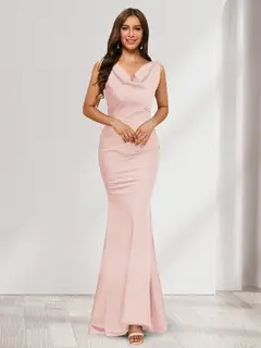 Trumpet/Mermaid V-Neck Sleeveless Evening Dresses With Sash — view 51